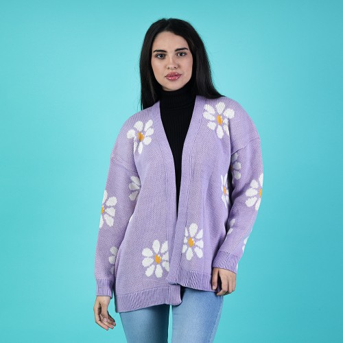 • عرض 2 كارديجان صوف ورد ( أسود - موف )