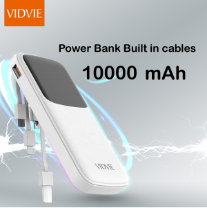 • VIDVIE PB758 Power Bank 10000 MAH Built in cables