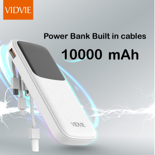 • VIDVIE PB758 Power Bank 10000 MAH Built in cables